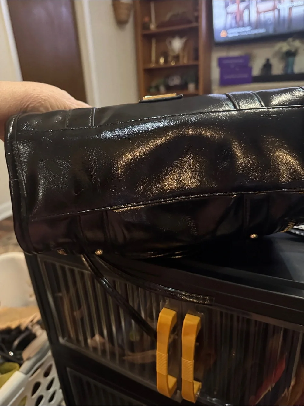 Steve Madden Black Vegan Leather with Goldtone accents Satchel